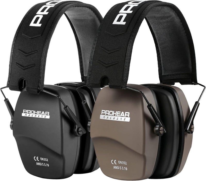 PROHEAR 016 Shooting Ear Protection Earmuffs 2 Pack, NRR 26dB for Gun Range, Hunting -Black and Brown - Image 1